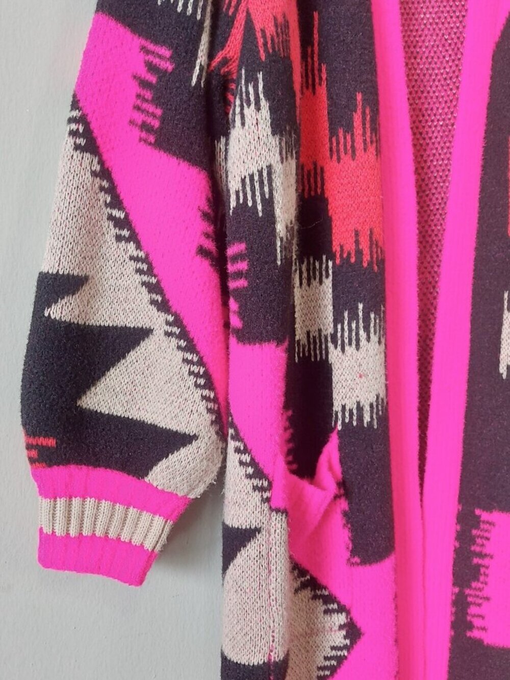 Torrid Geometric Open Front Long Duster Cardigan Plus Size 2 Pink Cozy Oversized - Picture 3 of 8